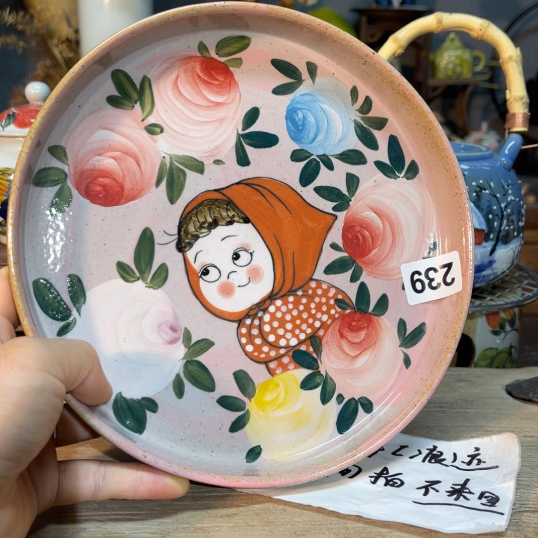 壶素浅陶瓷手工手绘