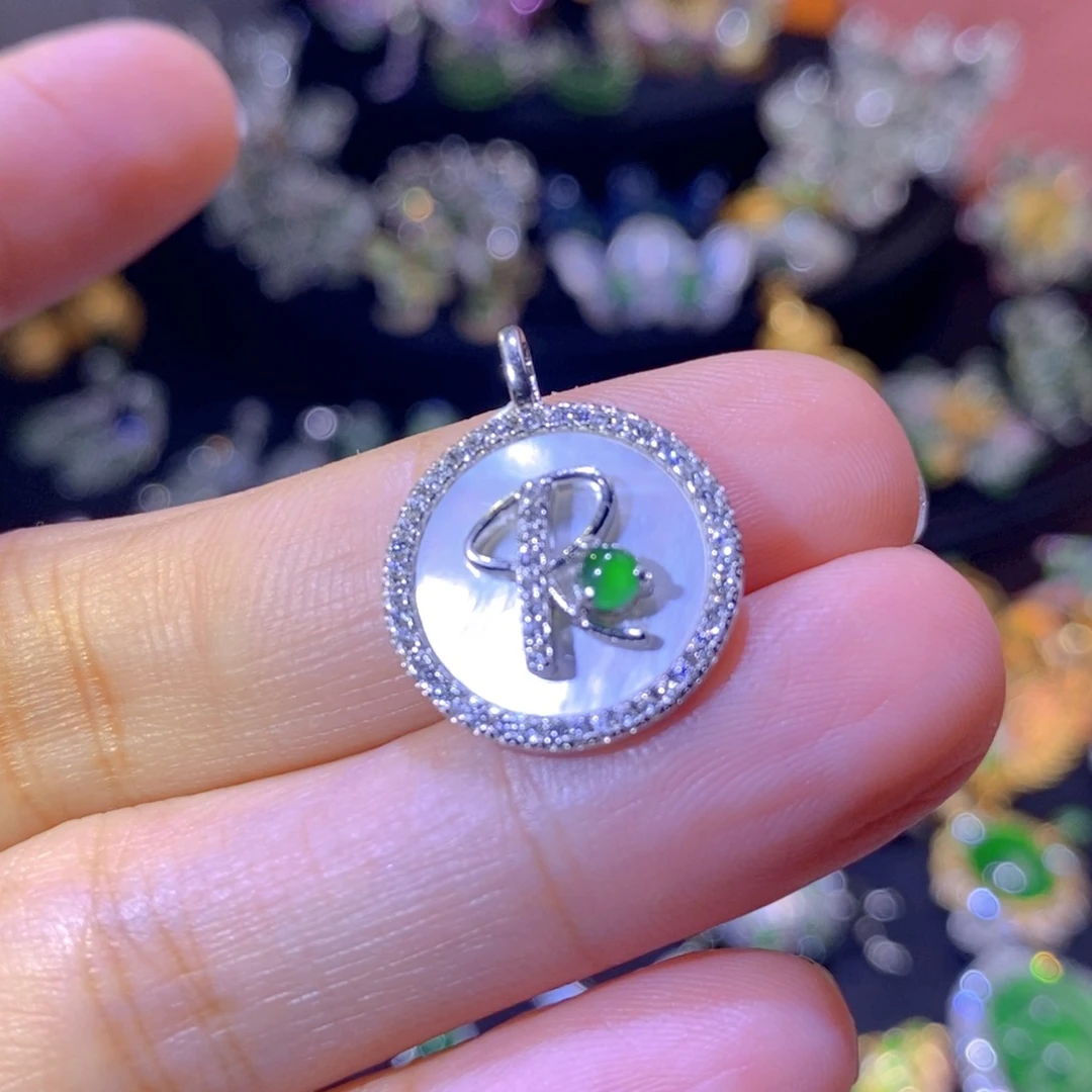 翡翠银S925镶嵌颈饰天然翡翠