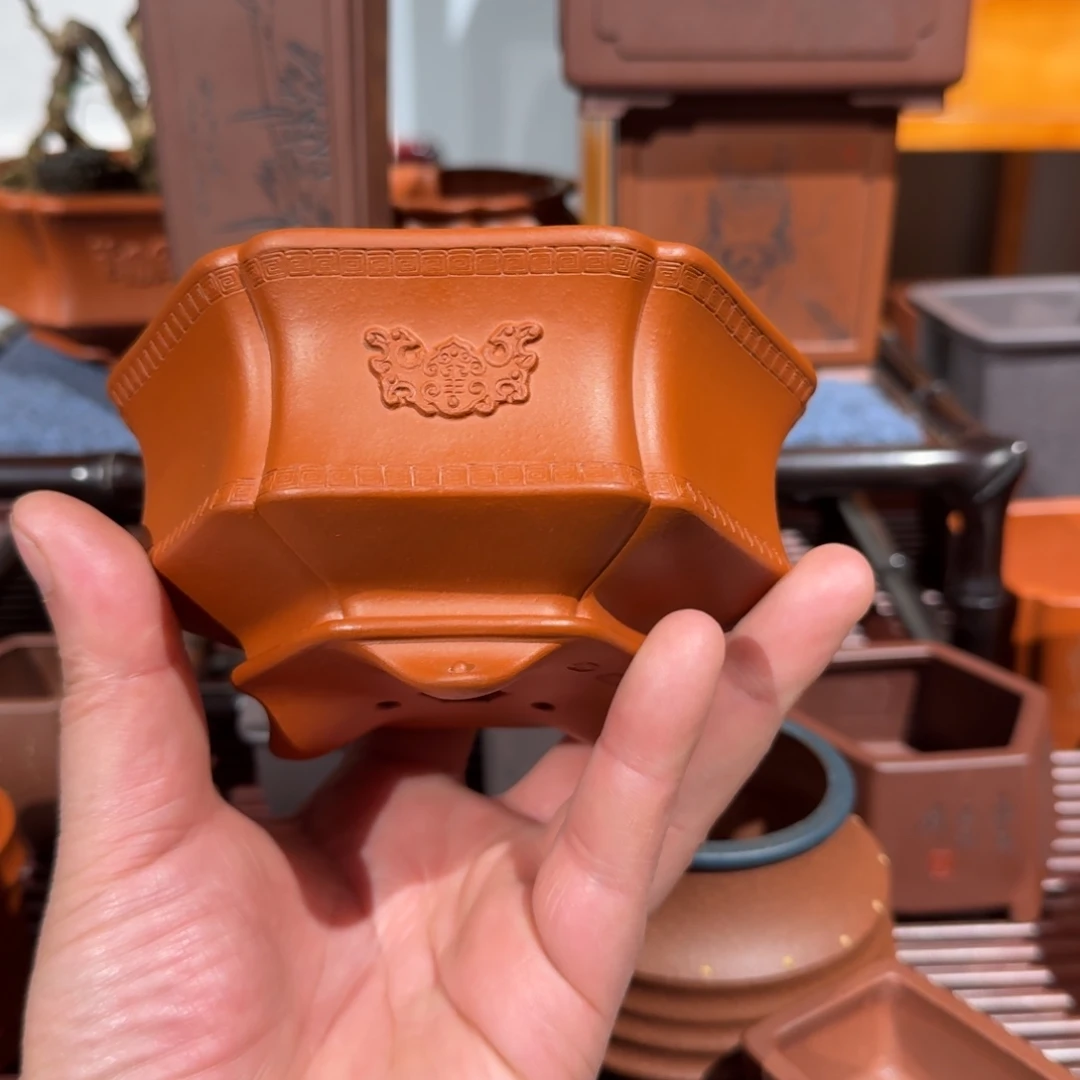 無***+紫砂花盆原矿紫泥