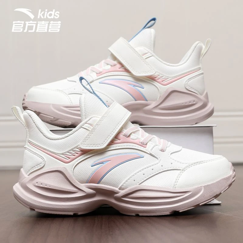 安踏女童2025冬季新款皮面鞋防水防滑运动鞋轻便减震儿童跑步鞋