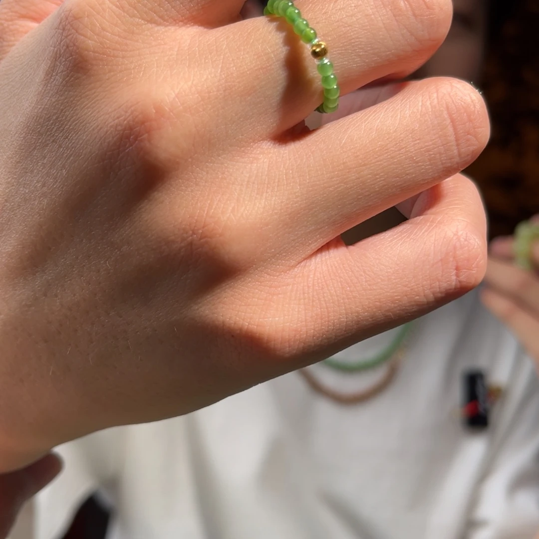 和田玉（碧玉）戒指18K金镶嵌碧玉戒圈88