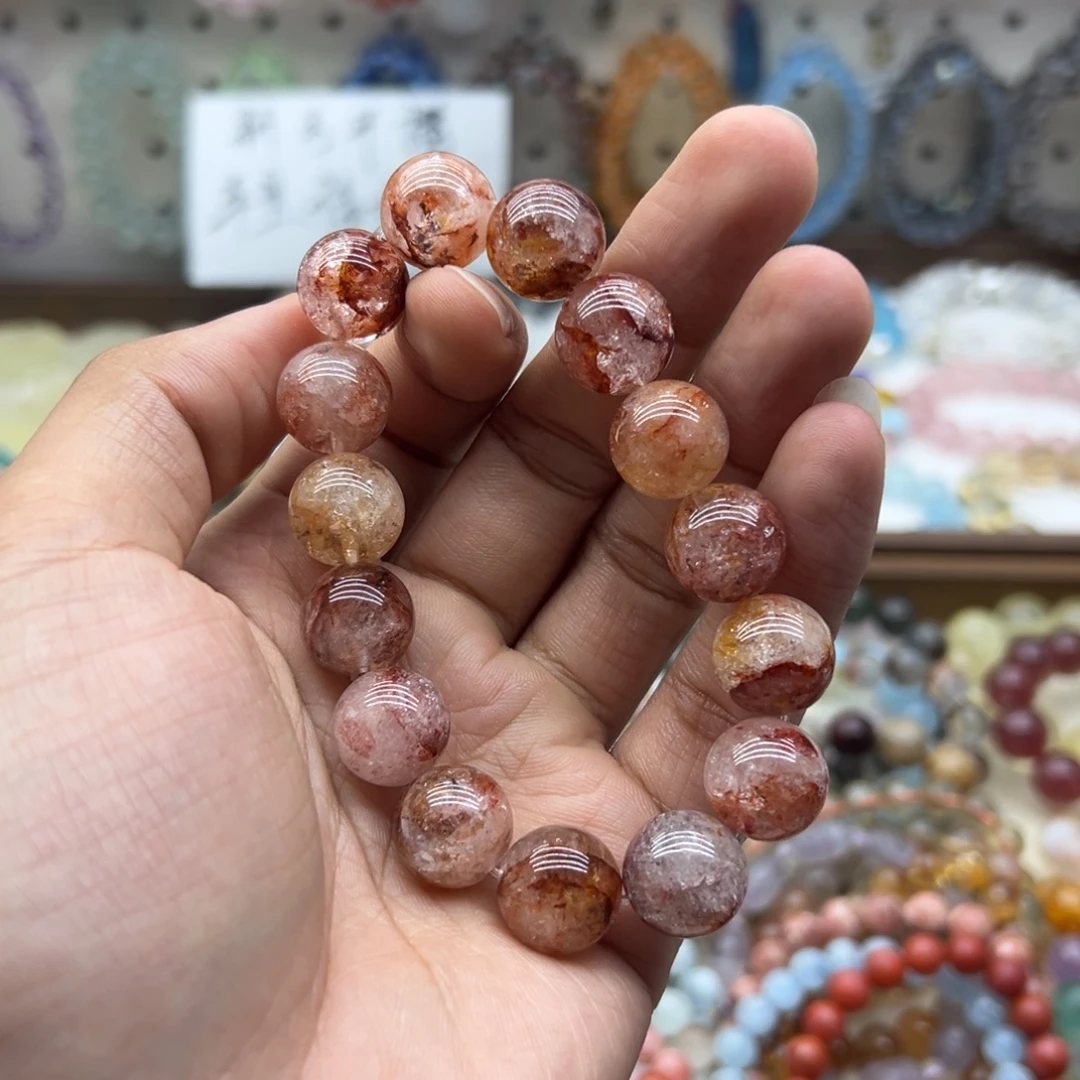 水晶未镶嵌手链14.5咪红胶花