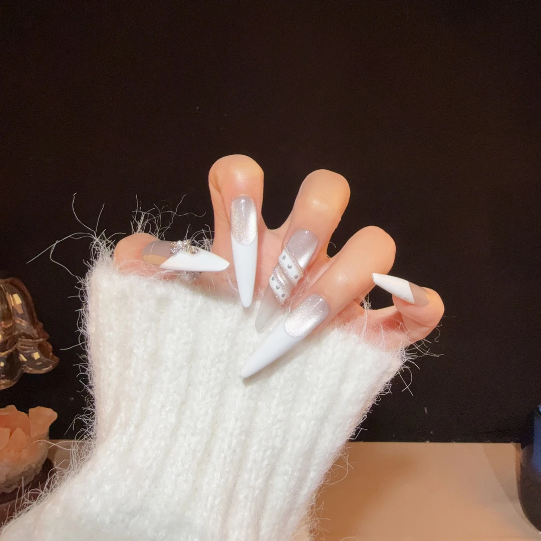 （不锈钢绷带）长尖4.0纯手工高级简约猫眼y2k辣妹百搭法式温柔仙气