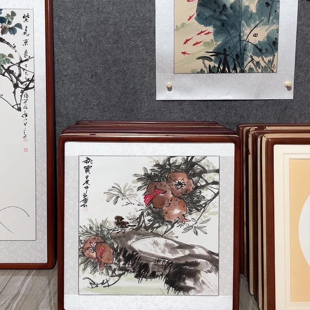 国画书画作品带框63×63