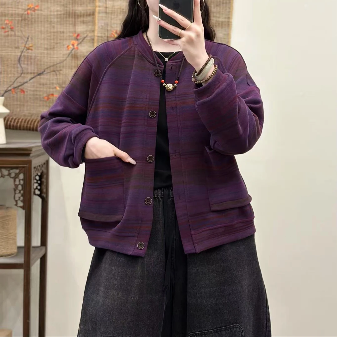 14733新款春秋减龄休闲时尚印花外套