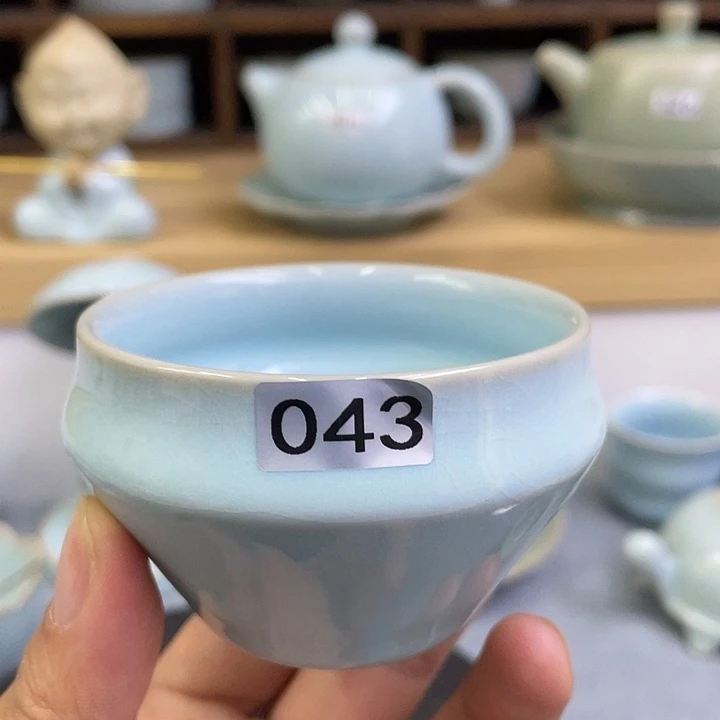 陶瓷杯子微瑕天青斗缸杯