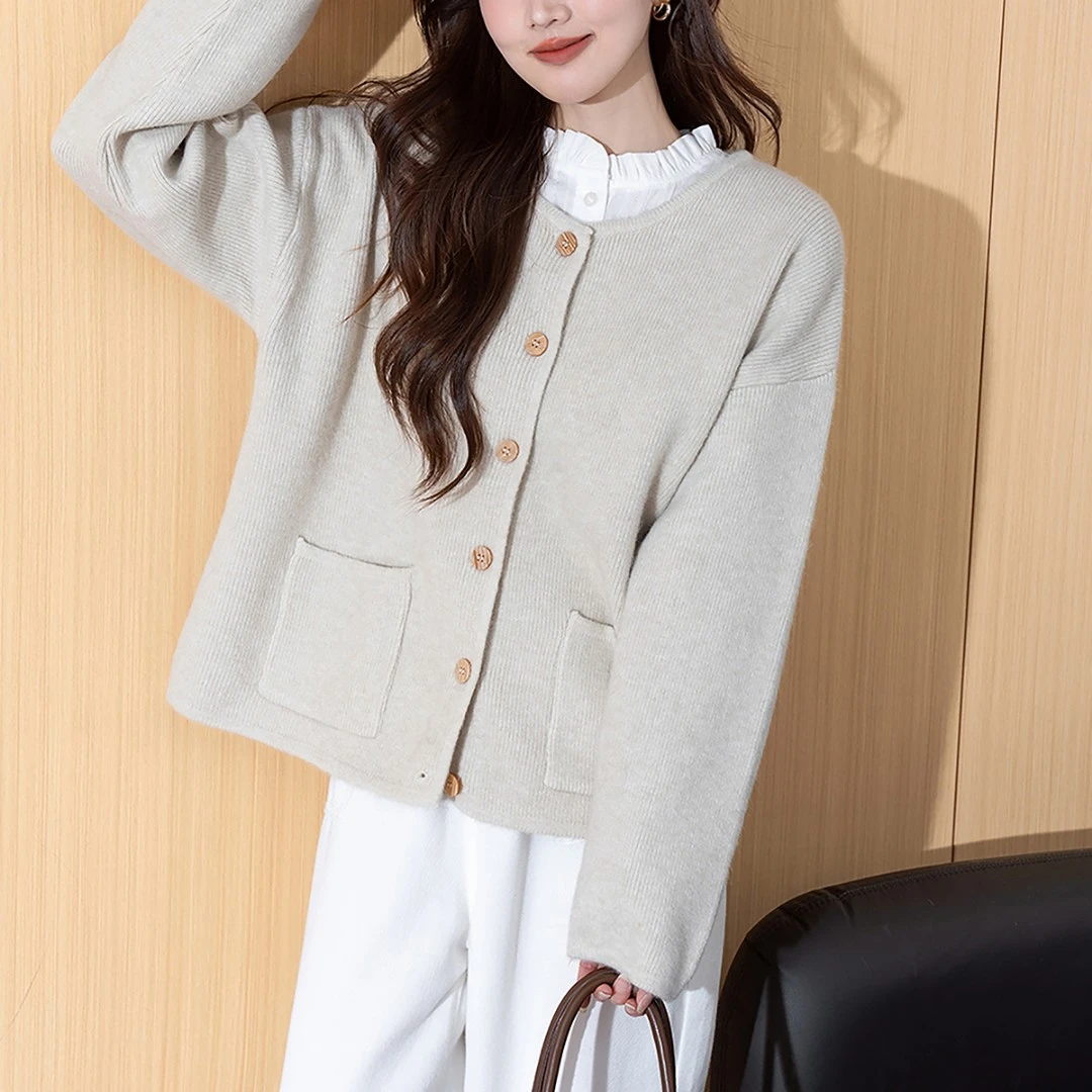 TONLION唐狮秋冬季女毛衣气质简约开衫外套慵懒高级感百搭宽松