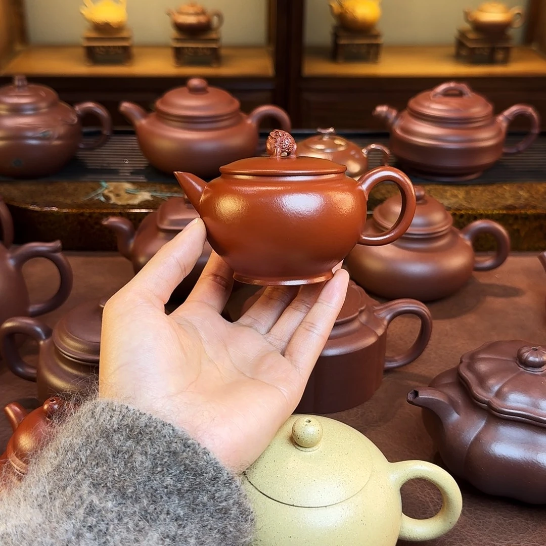 紫砂茶壶一*福禄壶，朱泥