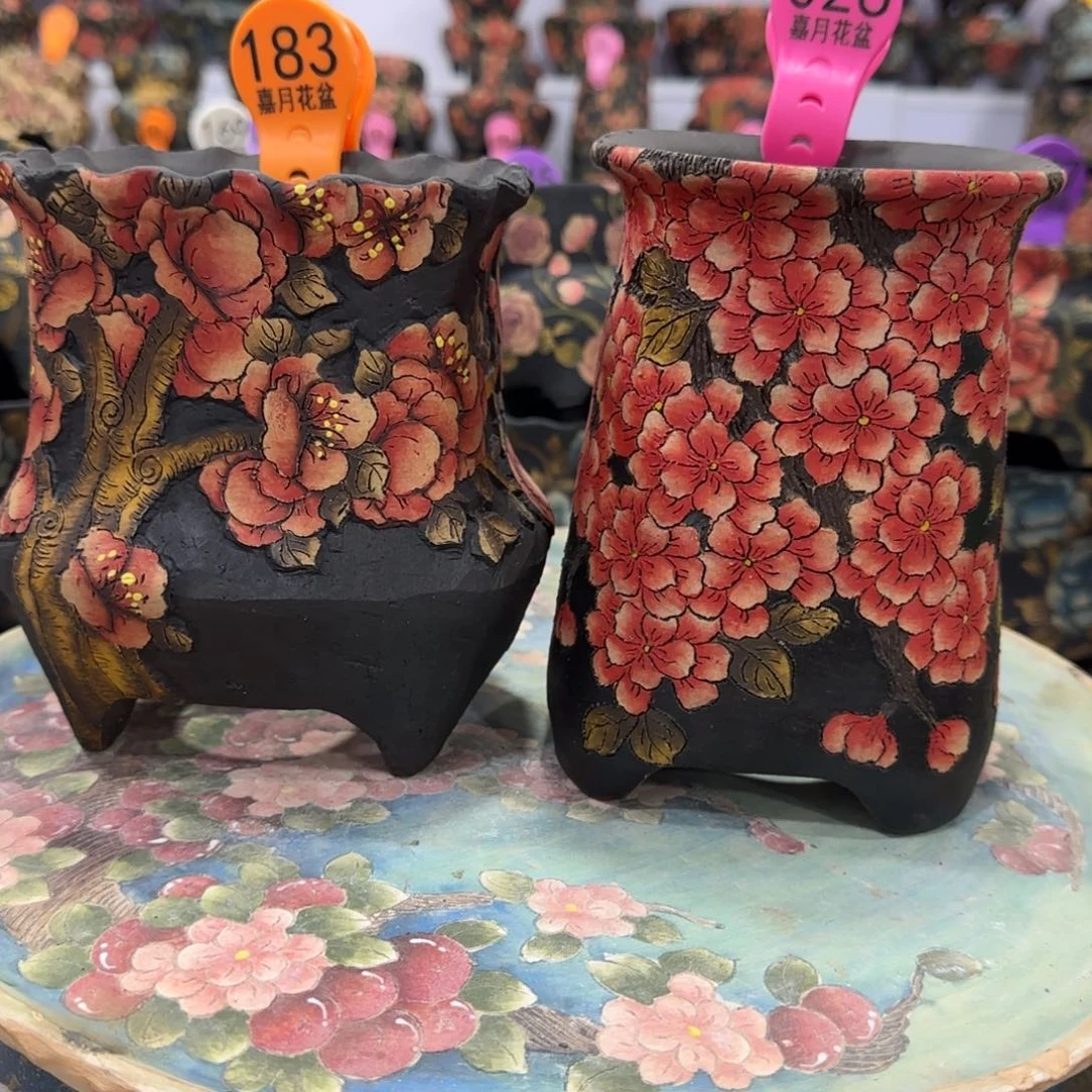 r***i花盆紫砂精工手绘多肉花盆