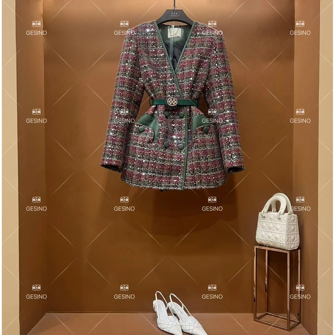 秋冬气质小香风时尚设计师中长款外套 QD-2025218