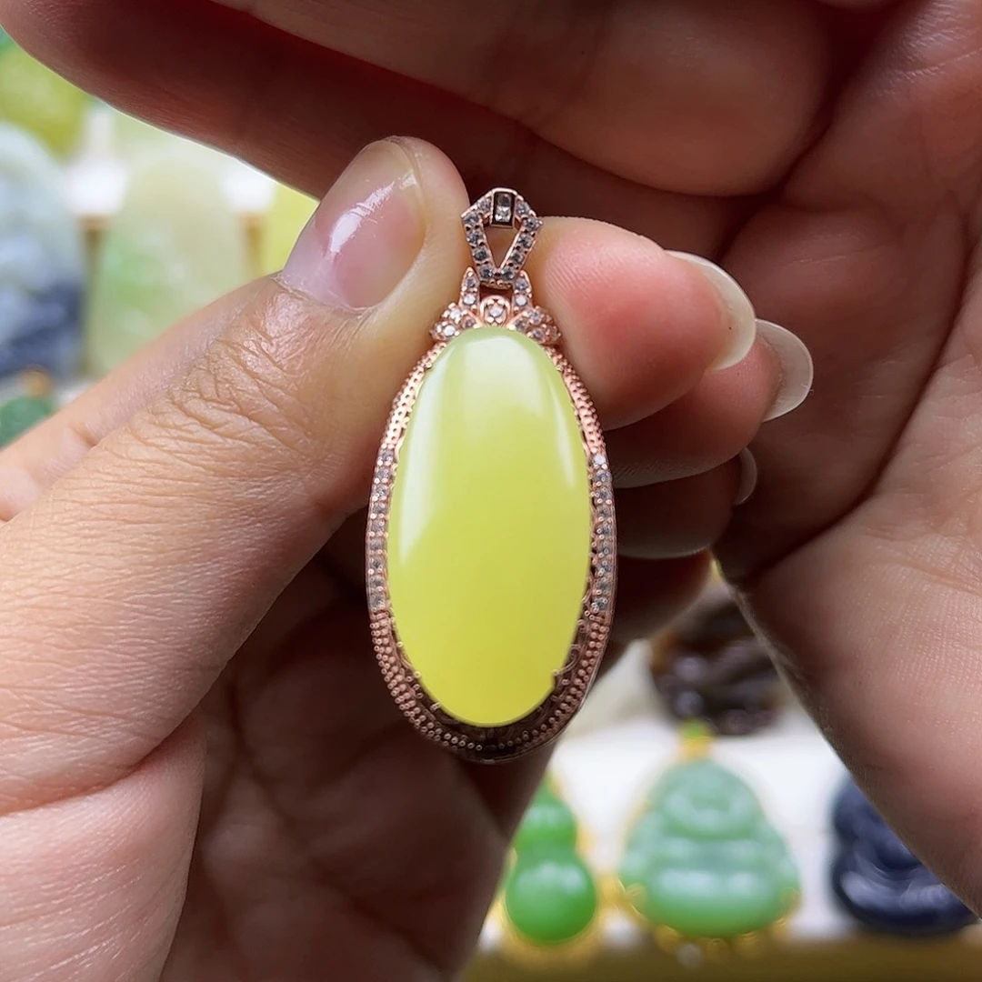 和田玉银S925镶嵌颈饰