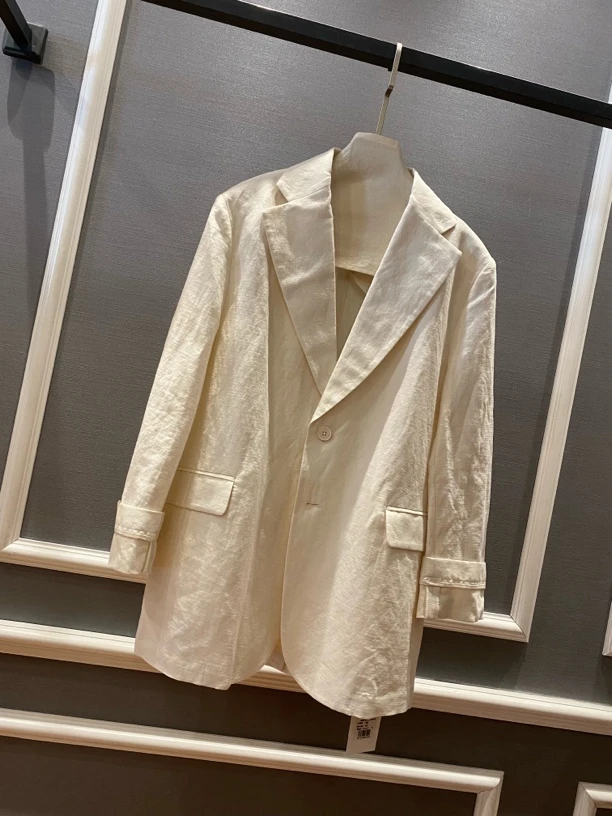 欧都梦·【618福利】重磅亚麻宽松休闲卷边西装 5952