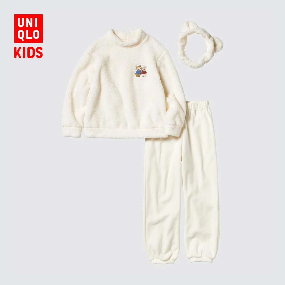优衣库童装女童亲子UT mofusand摇粒绒起居套装长袖470396