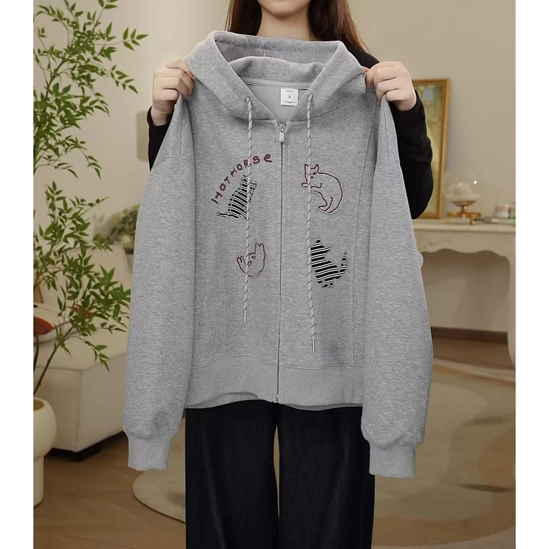 女童秋季外套2025秋季新款小女孩时尚休闲风卡通连帽外套Q63204