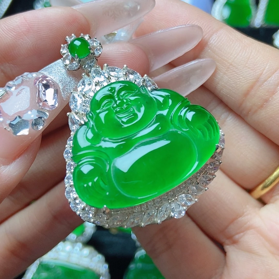 颈饰银S925镶嵌翡翠