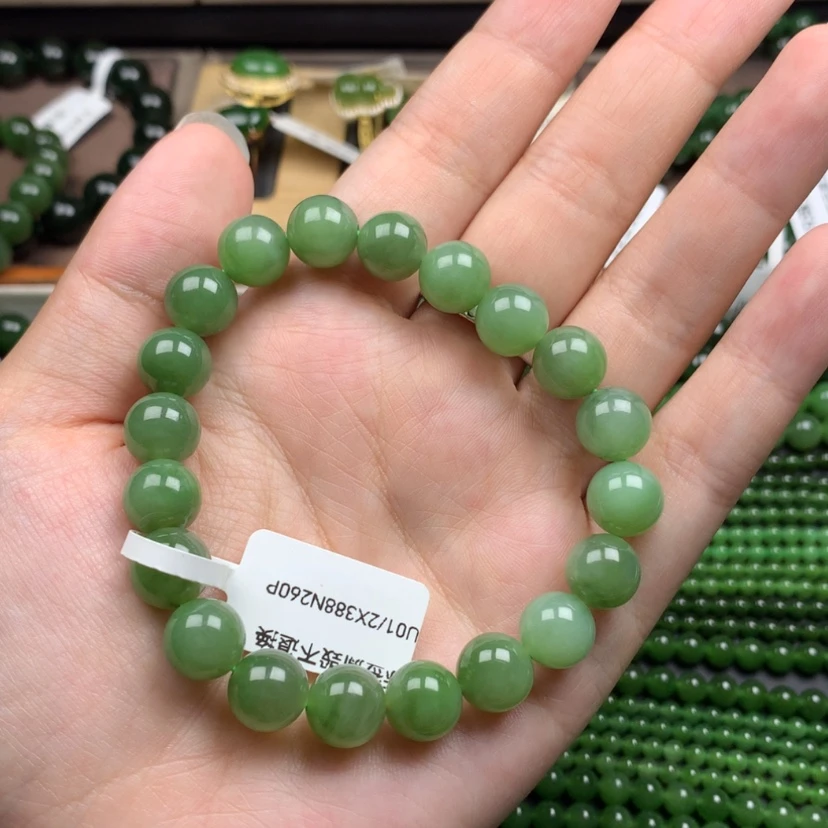 【闪购商品】未镶嵌手串和田玉（碧玉）10m粉青