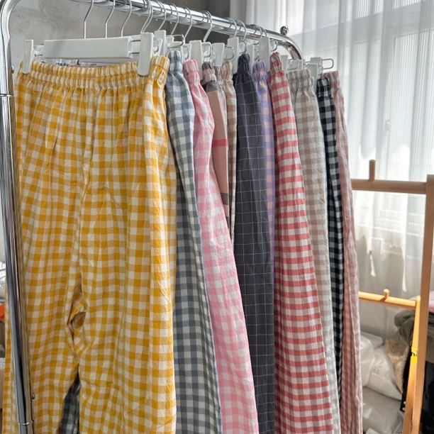 纯棉水洗棉长裤家居裤居家休闲日系良品风