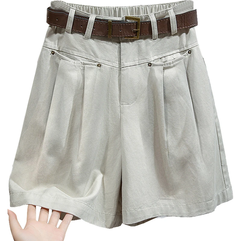 丝柏舍2025夏季新款女装简约宽松款高腰休闲短款阔腿裤S52B1660K