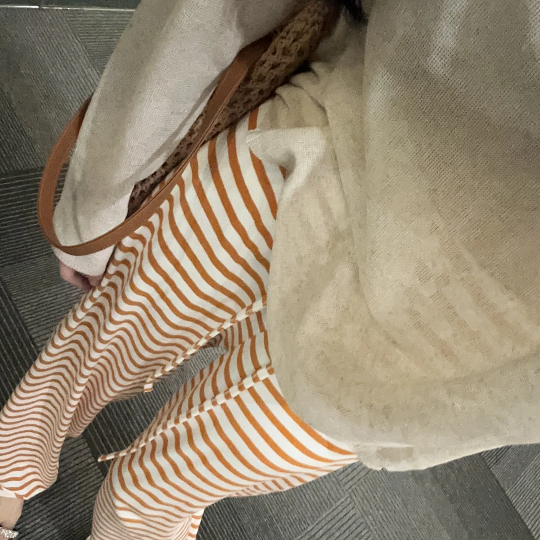 【OS&oneshow】夏季新款慵懒感休套装薄款长袖显瘦条纹直筒阔腿裤子