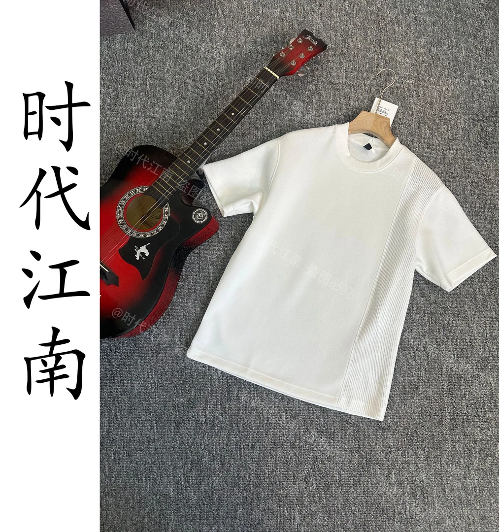 （设计师拼接款）重磅夏季宽松百搭高质感男女同款短袖T恤