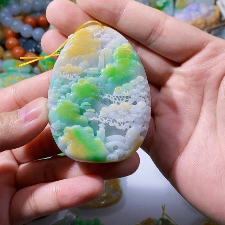 未镶嵌定制翡翠翡翠山水牌