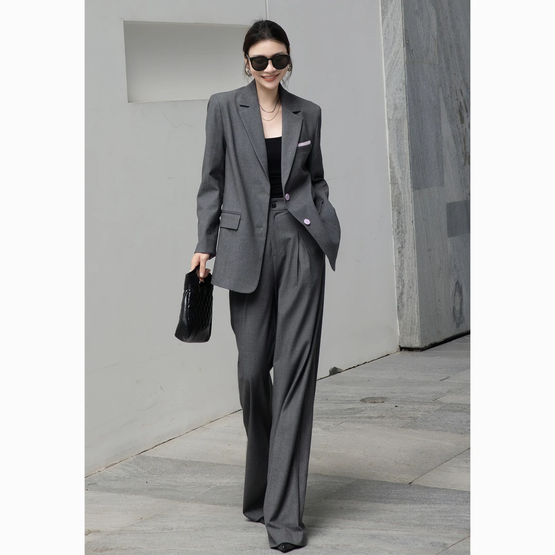 ZEROYK商务风西装套装高级感御姐气质西装外套阔腿裤时髦两件套