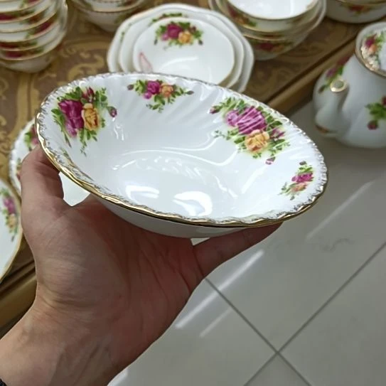 新疆西藏拍6个包邮玫瑰手工拍金口径16.8厘米高4.5厘米旋纹碗