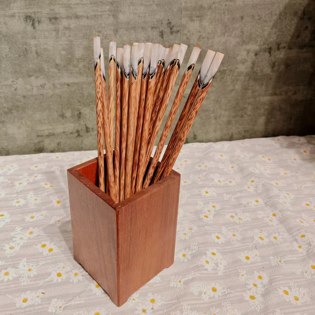 高档天然老椰木手工筷子10双家用防滑环保防霉无漆无蜡加长防烫