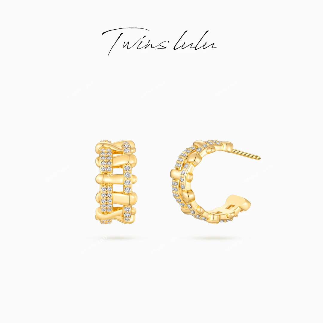 TWINS LULU 出游季 夏上新 轻奢气质小众时尚编织C形耳环TSL2533