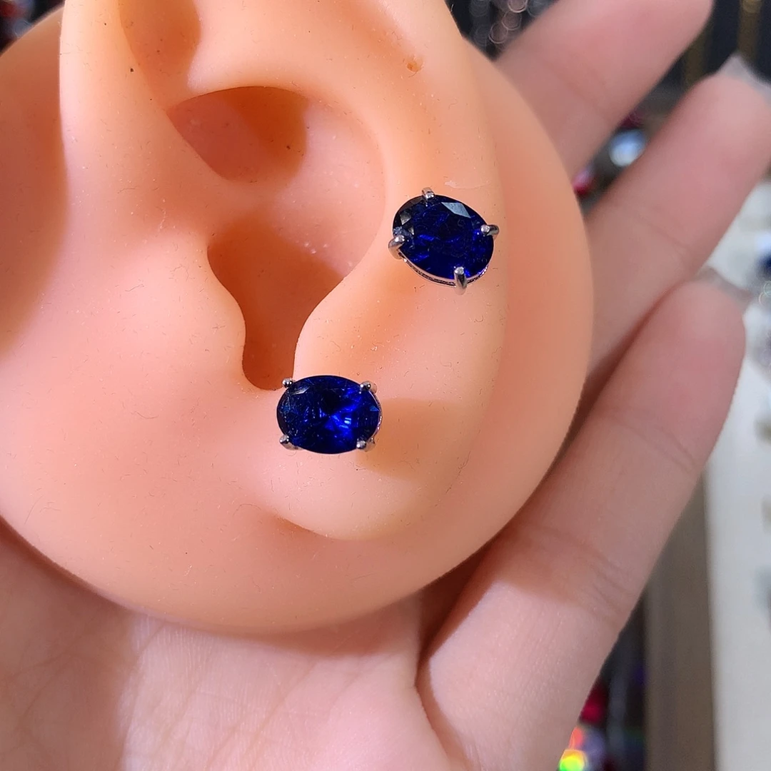 戒指蓝宝石银S925镶嵌白68