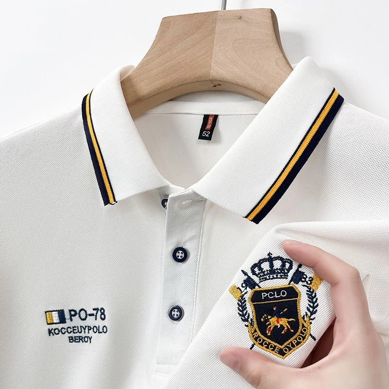 夏季男士短袖t恤衫商务休闲保罗polo衫翻领刺绣宽松上衣薄款半袖