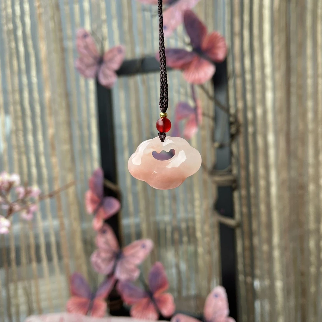 桃花酿金丝玉祥云锁项链吊坠时尚气质天然粉多样性发货拍一发一