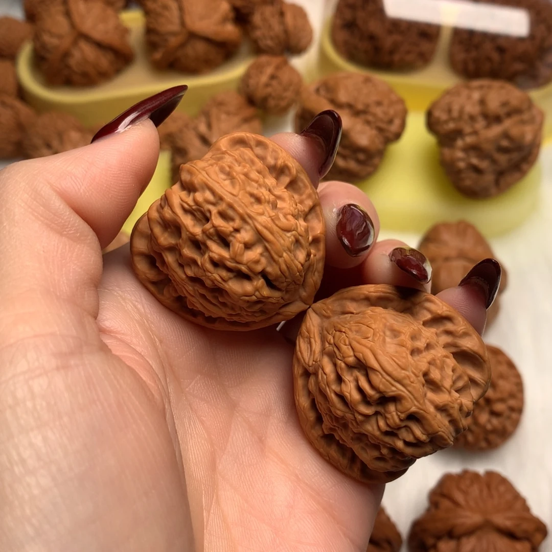 把件文玩核桃35三角白