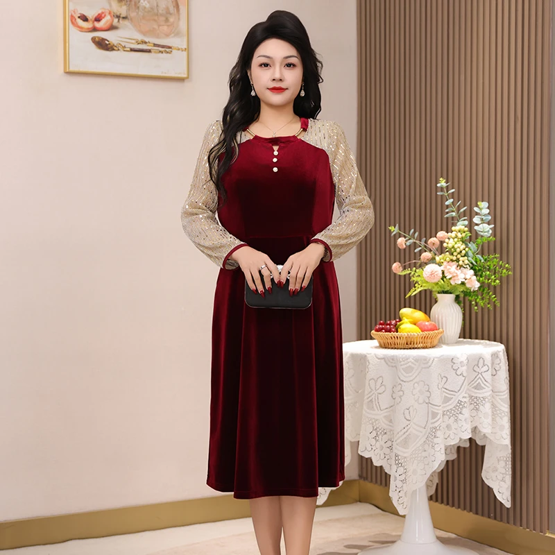 大码女装阔太太明星气质名媛贵妇酒会裙子高档酒店宴会礼服连衣裙