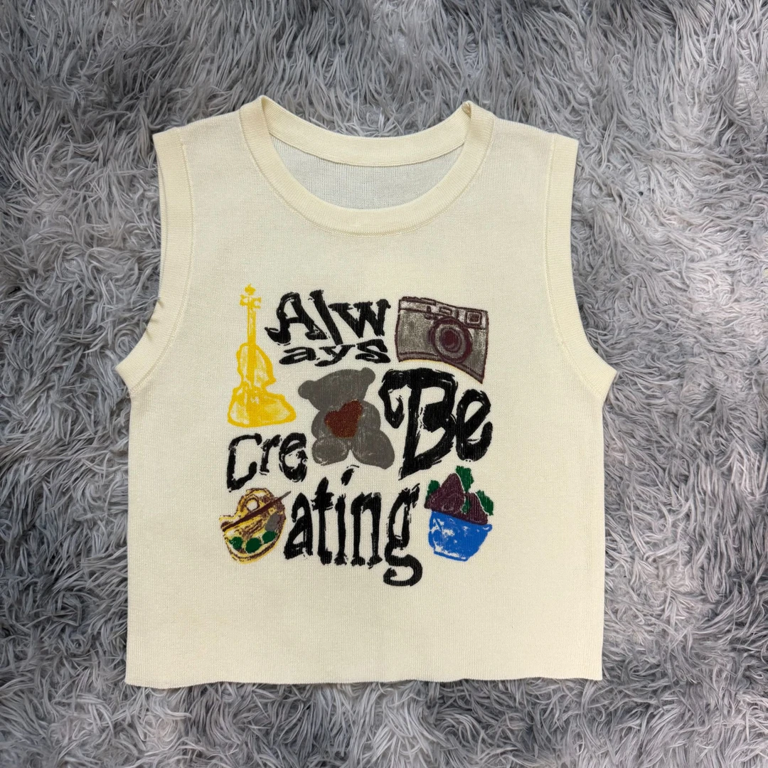 06   红、杏色2025年新款时尚百搭短袖轻奢背心