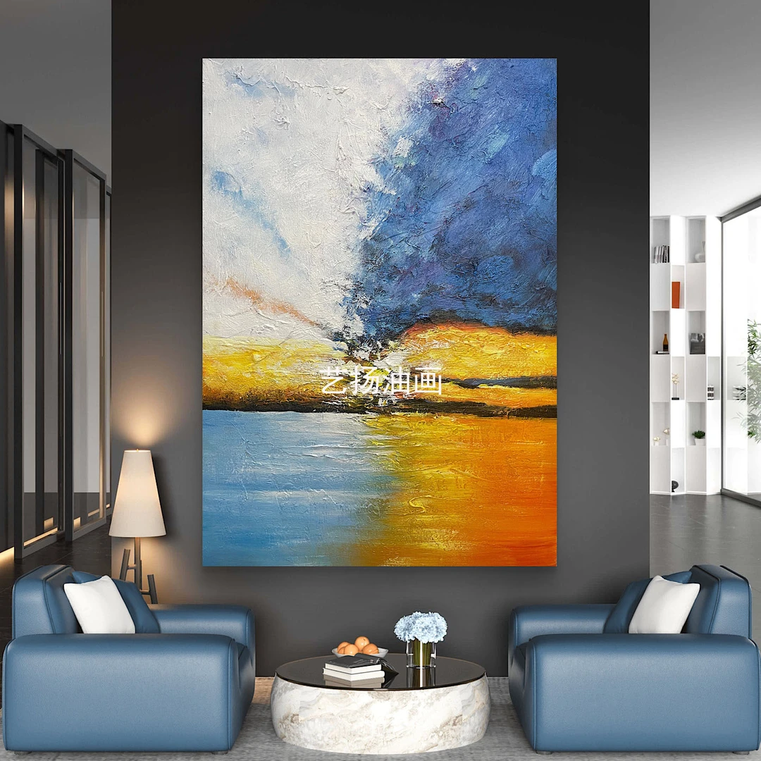 玄关进门挂画客厅背景墙挂画样板房壁画设计师画酒店画卧室肌理画