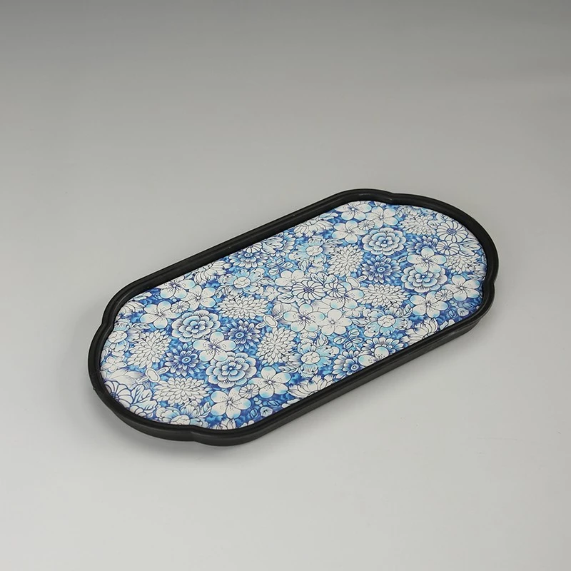 G081-青花万花吸水茶盘JX