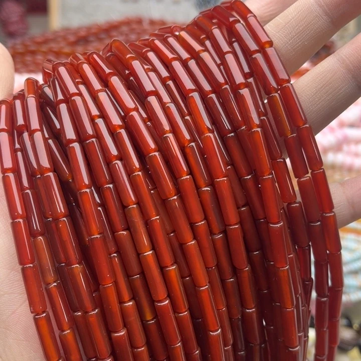 玛瑙/玉髓珠宝半成品未镶嵌一条4/13mm左右红玛瑙管珠