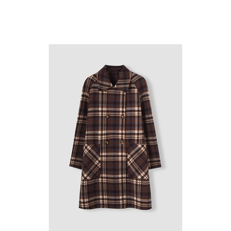 【LAOYUGAODING】高品质-QV6QY019X翻领双面呢大衣咖格