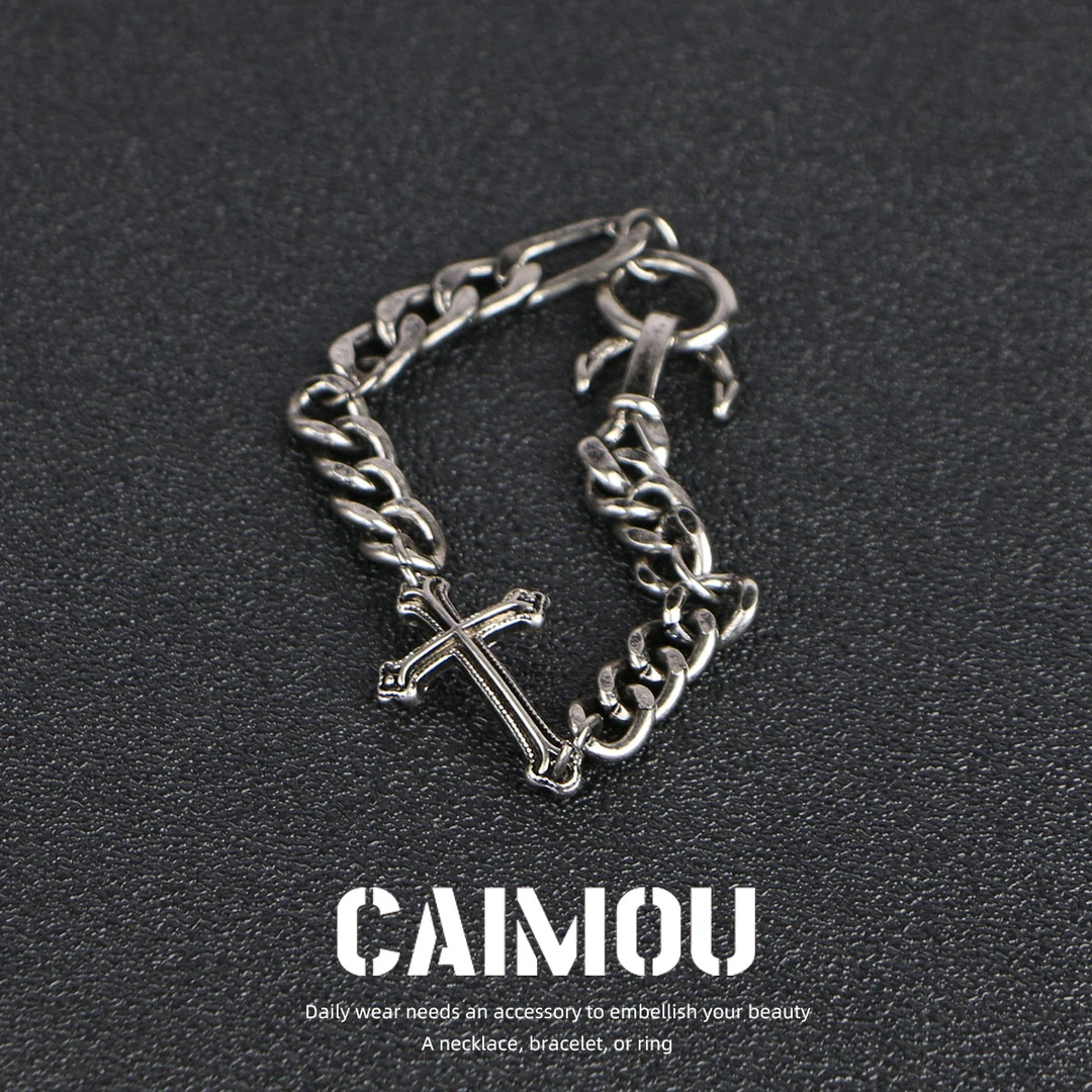 钛钢手链 船锚手链手工时尚百搭复古小众个性ins做旧手工时尚百搭