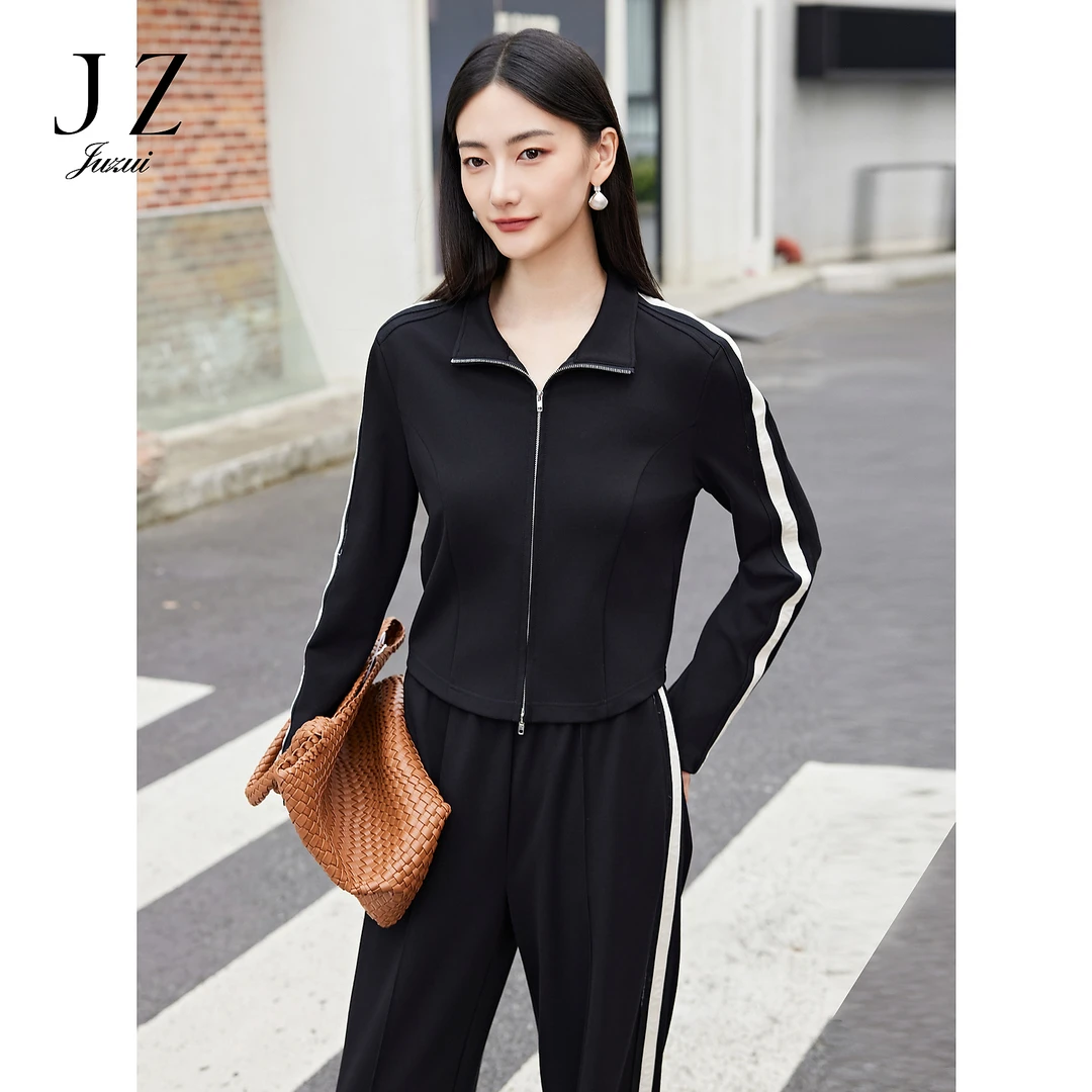 JZ玖姿【星线好物】JWEQ40505商场同款轻运动都市修身拉链外套女