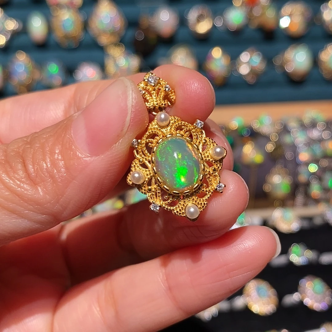 欧泊银S925镶嵌吊坠