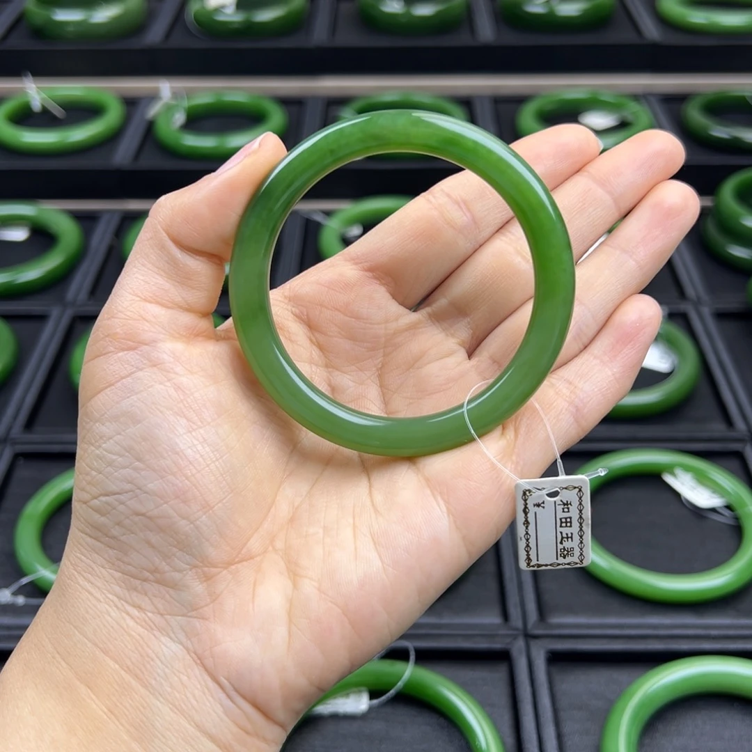 和田玉（碧玉）未镶嵌手镯双色碧玉