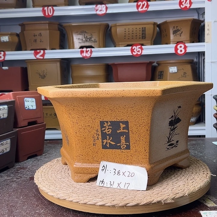 紫砂花盆蛇年大吉