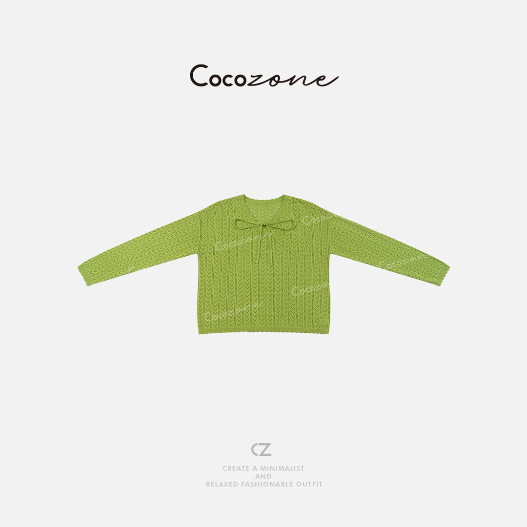 COCO ZONE 刘一一 新款慵懒风宽松显瘦镂空长袖针织衫CD2A0589