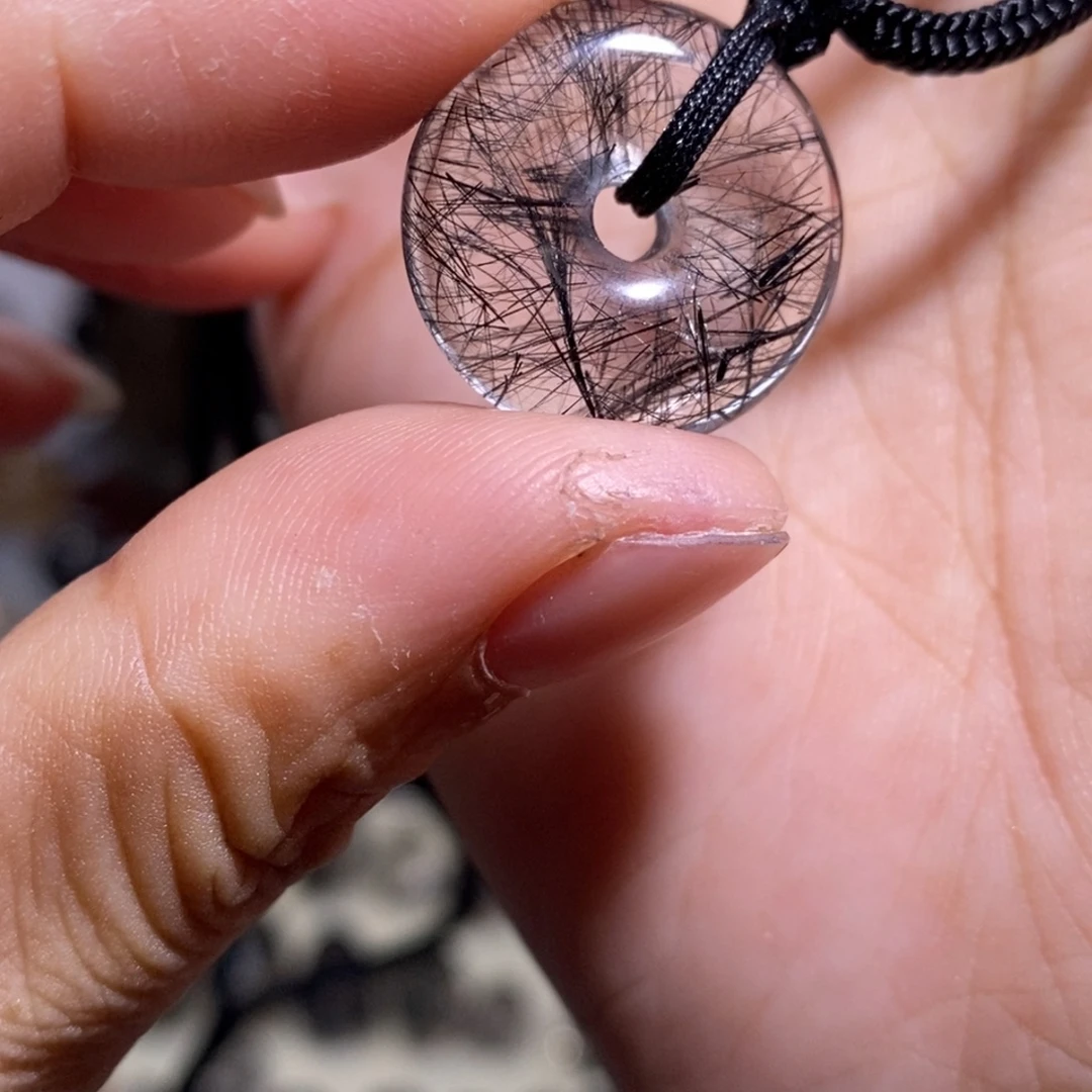 未镶嵌手链水晶平安扣19.2mm全透体黑发晶