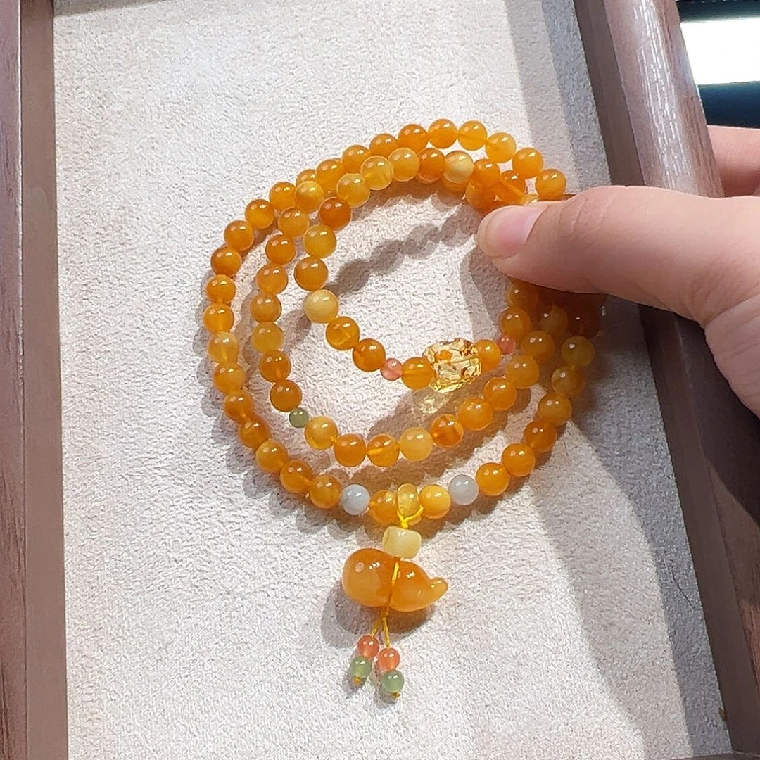 未镶嵌蜜蜡手链6.4mm蜜蜡手串