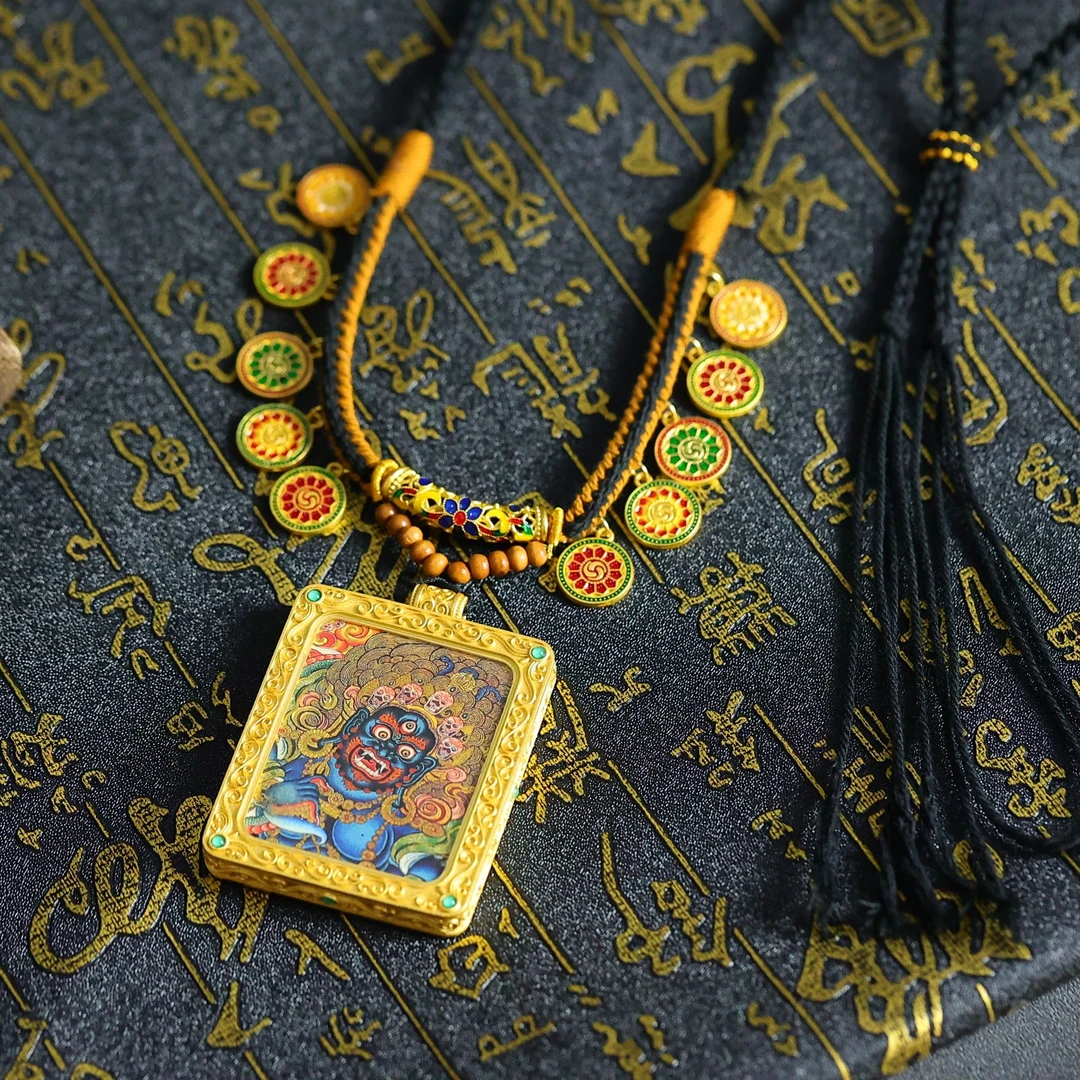 【耀】热贡唐卡大黑天定制男女同款唐卡吊坠款