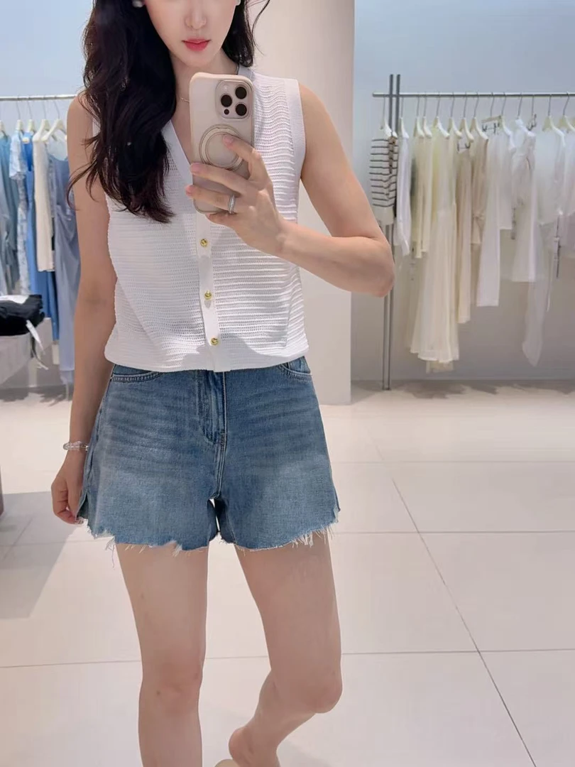 短裤-533245高腰显瘦破洞牛仔