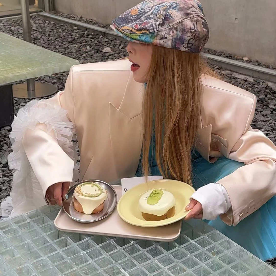 韩系绸缎名媛风西装